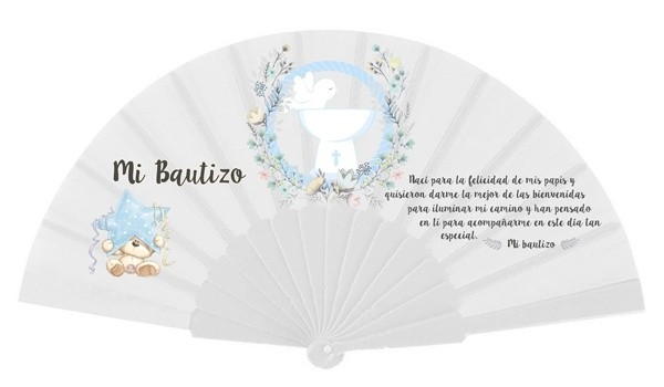 Abanico "El osito y su estrella " para Detalle de bautizo