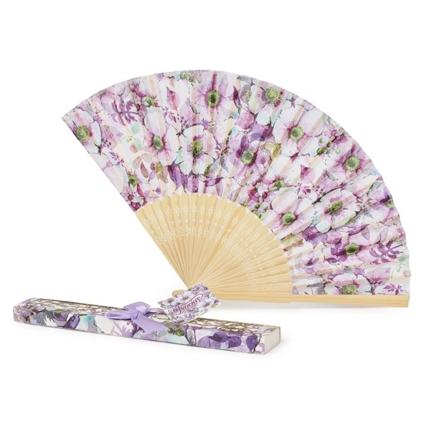  Abanico "Jardin" en estuche para detalle bautizo