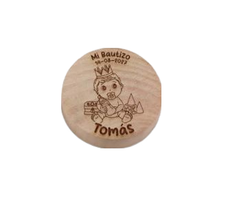 Abrebotellas de bambú Príncipe para detalle bautizo personalizado 