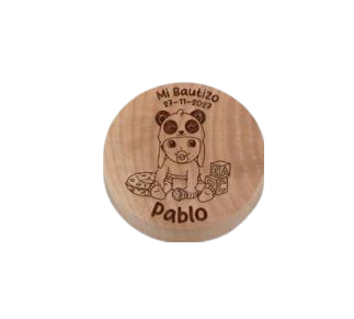 Abrebotellas de madera Panda para detalle bautizo personalizado