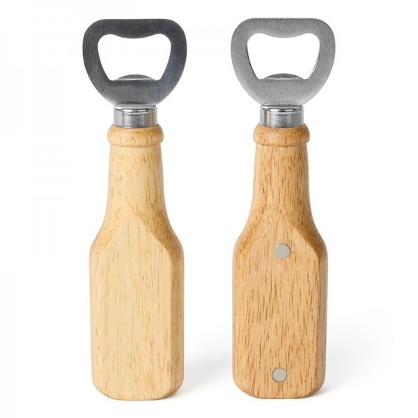Abridor imán con mango de madera natural