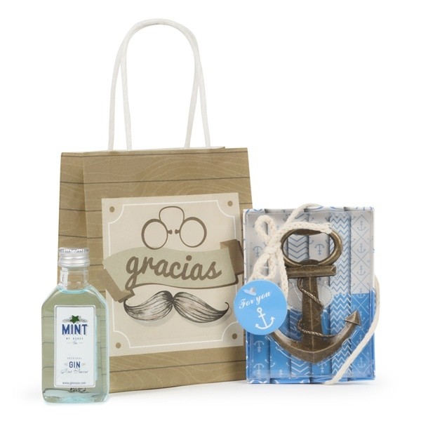  Abridor marinero botella licor en bolsa regalo para Detalle Bautizo