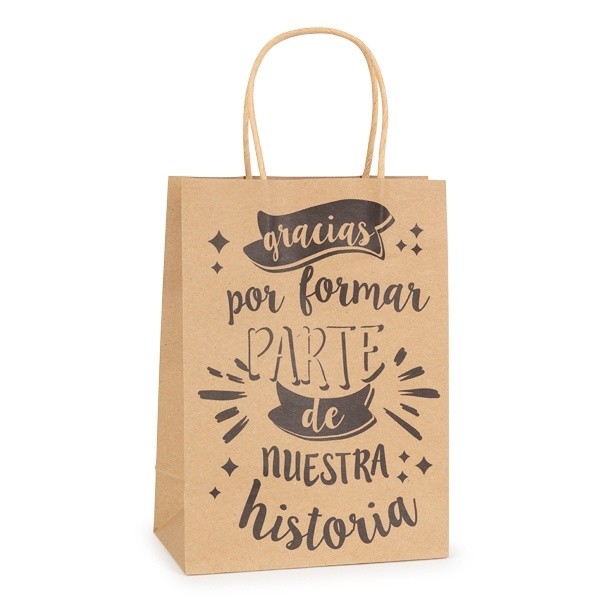 Bolsa de kraft con frases agradecimiento grande