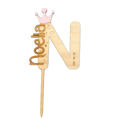 Cake Topper con corona rosa personalizado