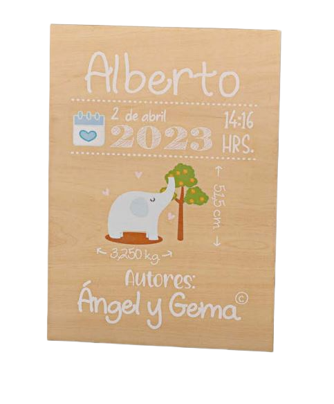 Cartel de bienvenida Elefante celeste personalizado