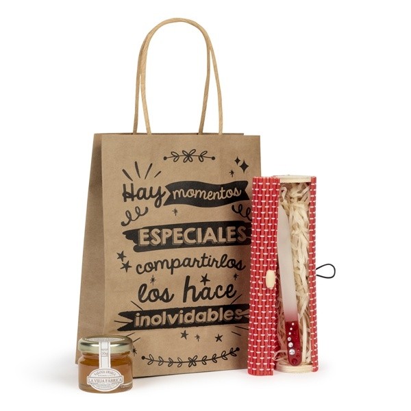 Lima en estuche con mermelada en bolsa regalo para Detalle Bautizo