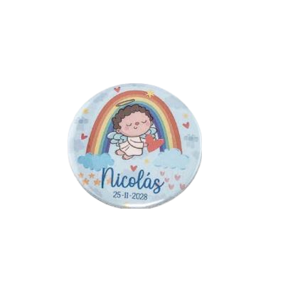 Detalle Bautizo Chapa abrebotellas personalizada Arcoiris azul