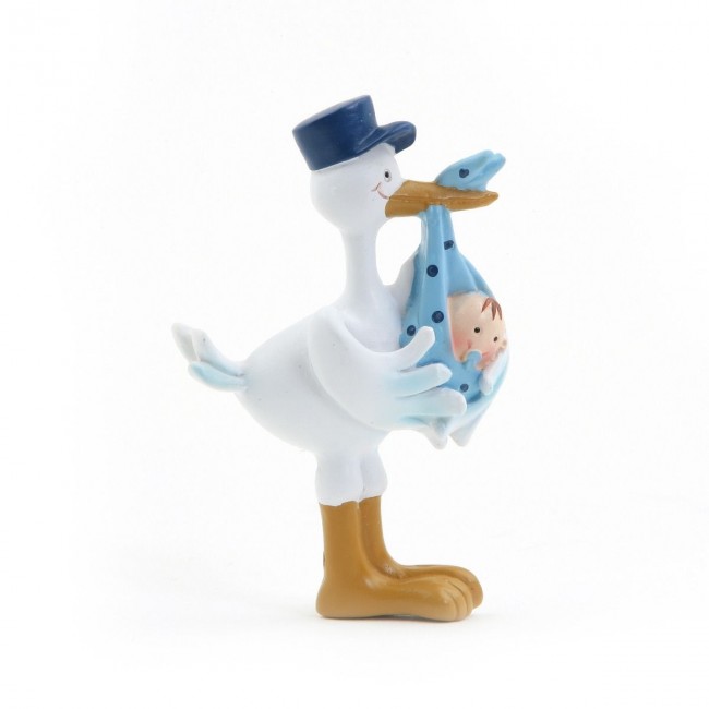 Detalle Bautizo Cigüeña con bebe azul