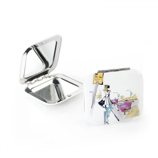 Detalle bautizo espejo aluminio cuadrado blanco