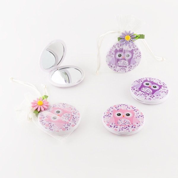 Espejo Doble Buho Florecitas Bolsa