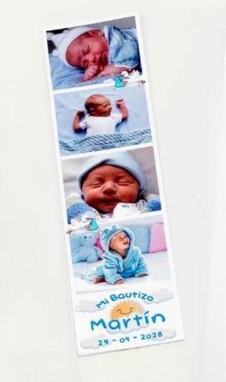 Detalle Bautizo Tira de fotomatón personalización azul