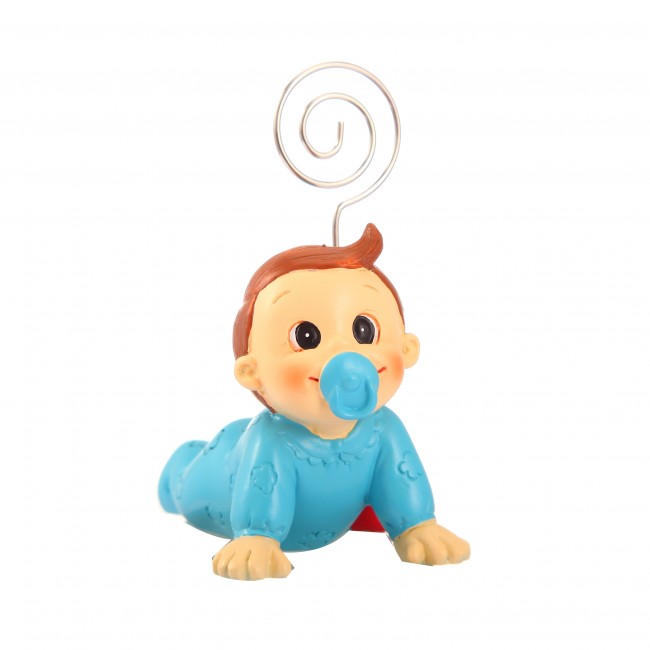 Bebe gracioso azul para regalo de bautizo