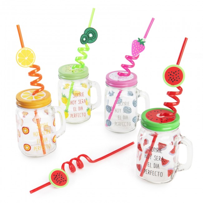 Recuerdo de bautizo jarra cristal con pajita