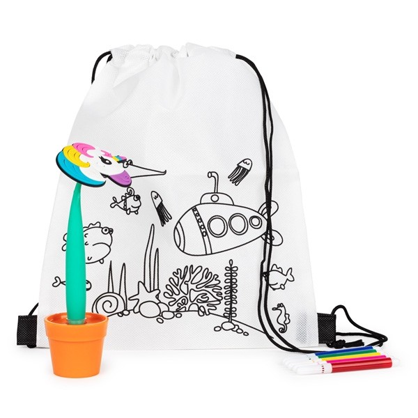 Mochila para colorear con boli maceta para detalle niños
