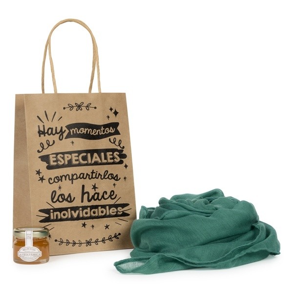 Foulard y mermelada en bolsa regalo para Detalle Bautizo