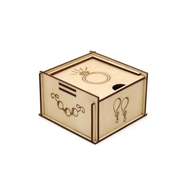 Joyero de madera natural para detalle bautizo 