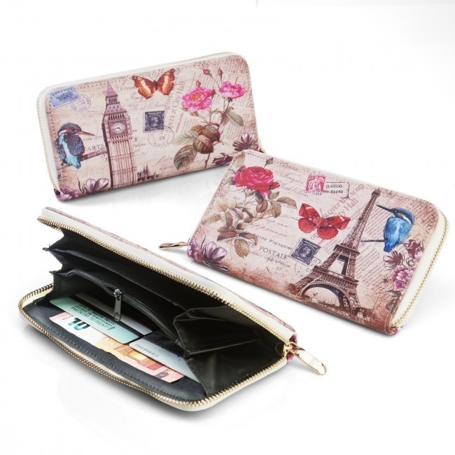 Monedero retro Paris y Londres para recuerdo de bautizo