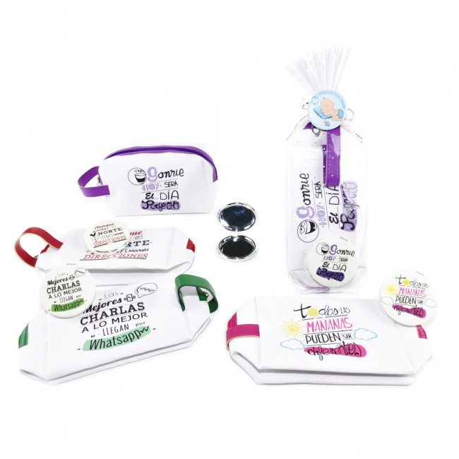 Detalle bautizo niño neceser frases con espejo