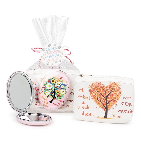 Monedero árbol con espejo árbol de la vida para detalle bautizo mujer