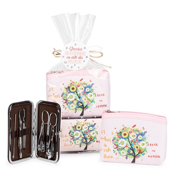 Set manicura árbol de la vida con monedero árbol de la vida para detalle bautizo mujer