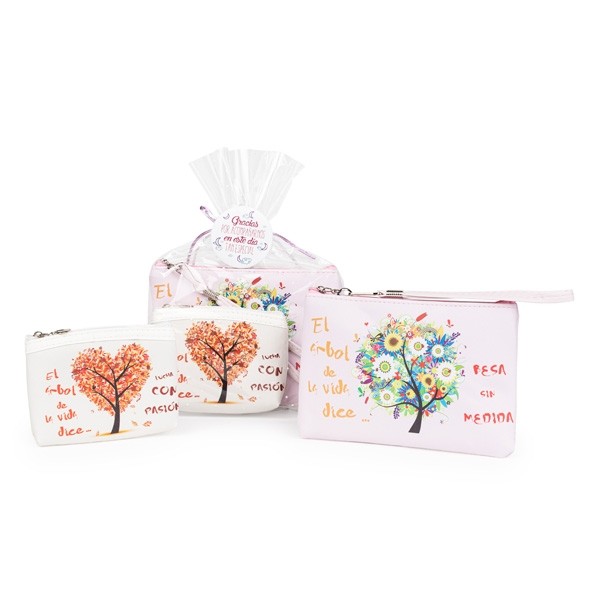 Monedero árbol de la vida con portatodo árbol para detalle bautizo mujer con envoltorio