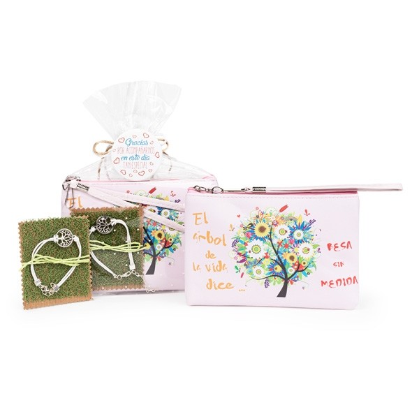 Pulsera árbol de la vida con portatodo árbol de la vida para detalle bautizo mujer con envoltorio