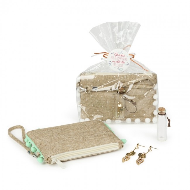 Detalle Bautizo Pack Portatado con pendientes atrapasueños en bolsa