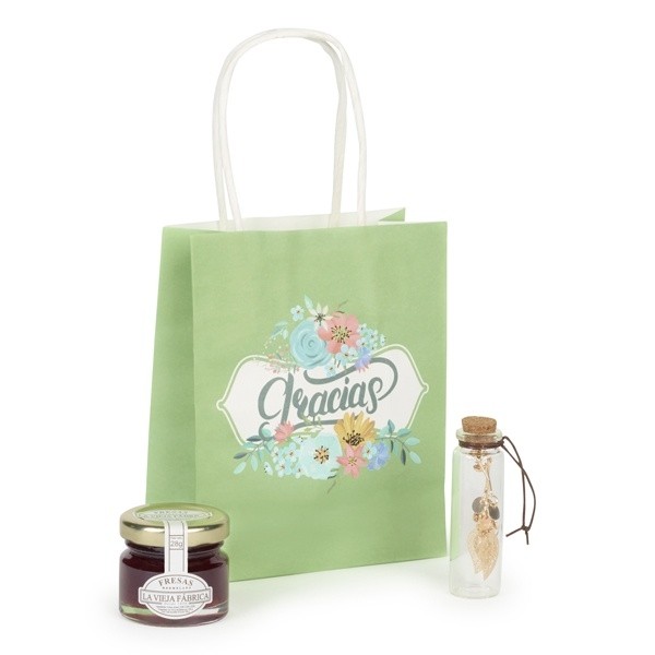 Pendientes Luxury y mermelada en bolsa regalo para Detalle Bautizo