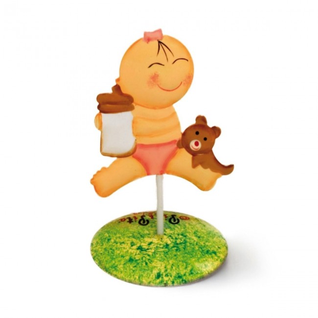 Pinza porta tarjetas bebe rosa para Detalle Bautizo