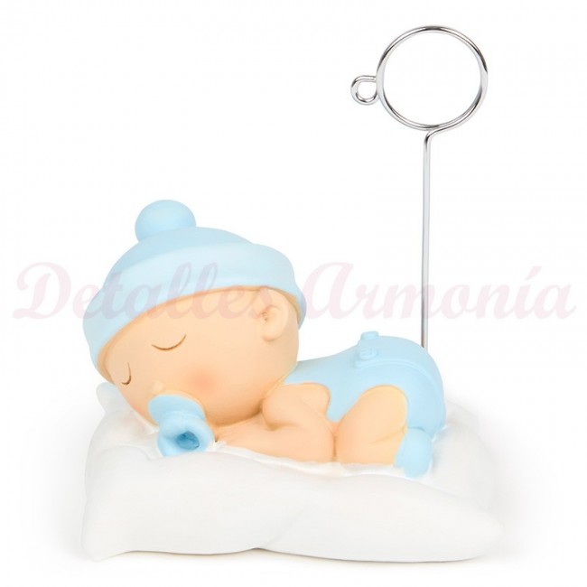 Detalle Bautizo Portafotos bebe dormilón celeste