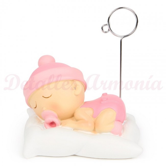 Detalle Bautizo Portafotos bebe dormilona en rosa
