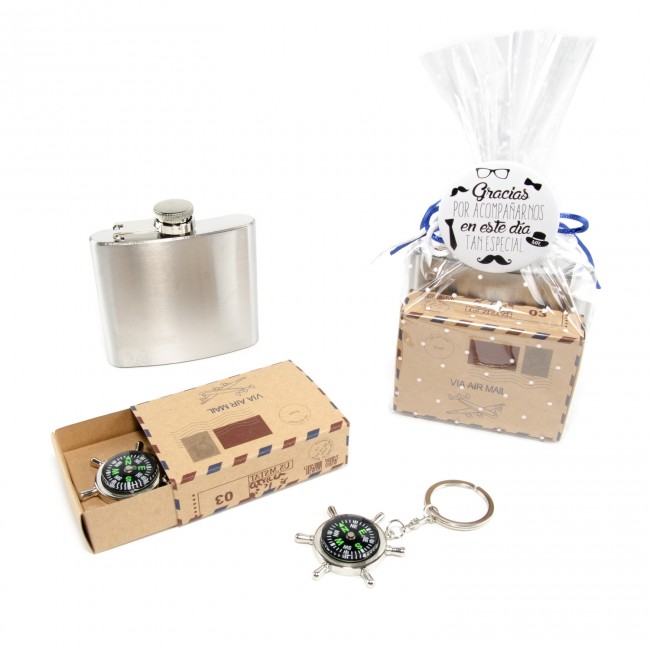Petaca Con Llavero Brujula