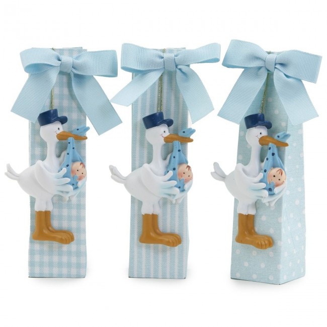 Detalle Bautizo Cigüeña en caja con peladillas