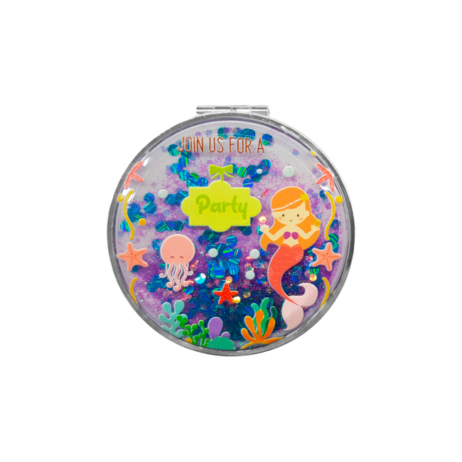 Espejo purpurina sirenita para detalle bautizo