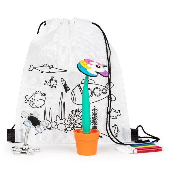 Mochila con boli maceta más soporte de móvil para detalle de niños