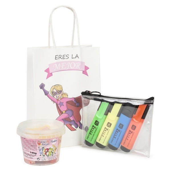 Pack de marcadores fluorescentes con chuches con bolsa