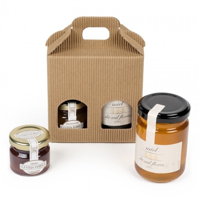 Detalle Bautizo Miel y mermelada en estuche de cartón Kraft