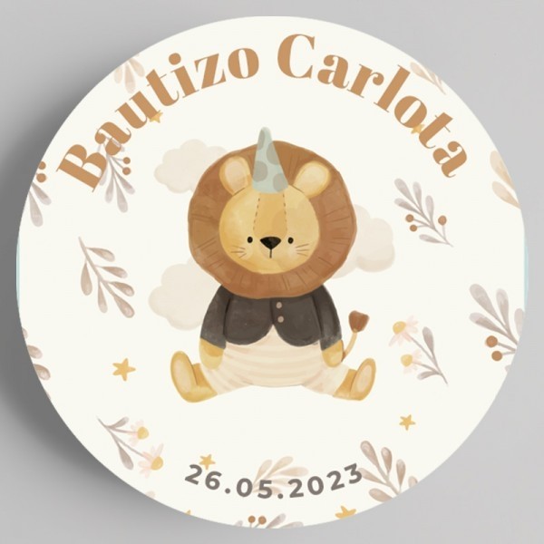 Etiqueta Adhesiva León detalle bautizo