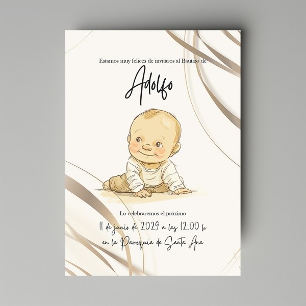 Invitación de Bautizo Modelo Gateo