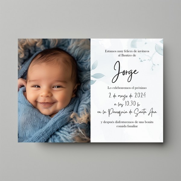 Invitación de Bautizo Modelo Patucos