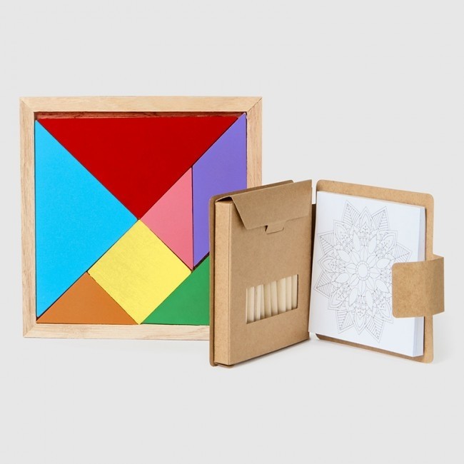 Regalo juego Tangram con pack para colorear