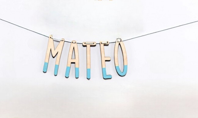 Letras de madera azules para guirnalda personalizable