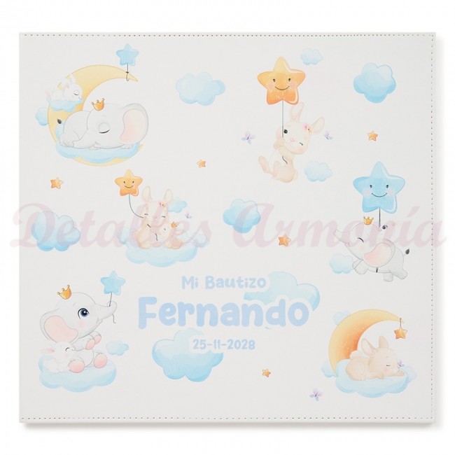 Libro de firmas para bautizo Nubes azules