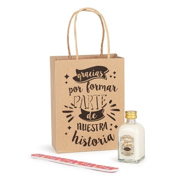 Detalle Bautizo Lima de uñas con licor de arroz con bolsa