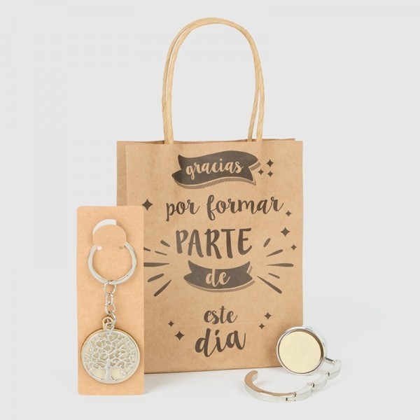 Detalle Bautizo árbol de la vida con sujetabolsos con bolsa