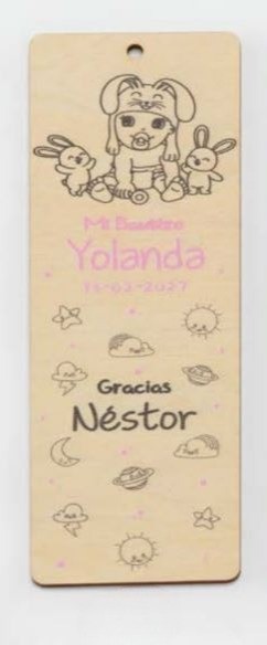 Marcapáginas personalizado para Detalle de bautizo. Modelo Conejo