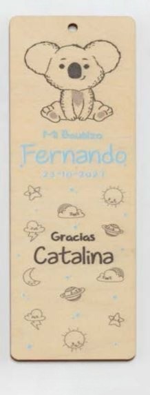 Marcapáginas personalizado para Detalle de bautizo. Modelo Koala