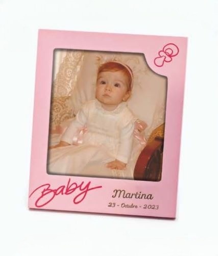 Marco fotos baby rosa para detalle de bautizo