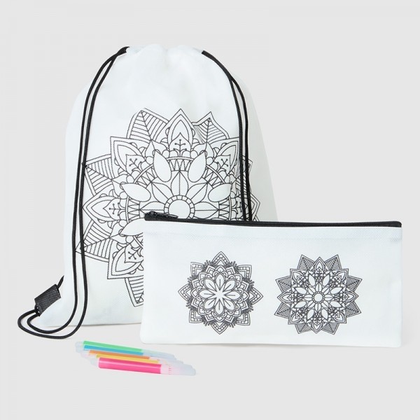 Detalle Bautizo mochila mándala con estuche a conjunto