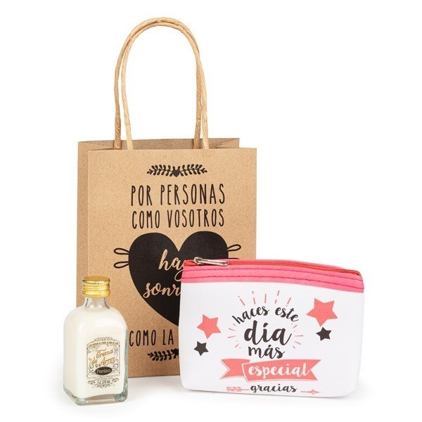 Detalle Bautizo monedero frases con licor arroz con bolsa 